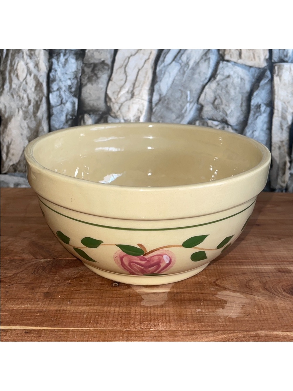 Alpine Pottery Roseville Ohio 8”
Mixing Bowl in Cream with Pink Floral Motif